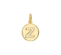 Amor - Pendentif de Collier pour Femme en Argent 925 - Plaqué Or/Doré - avec Zircone - Motif en Forme Lettre Z - AMR-P0006