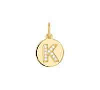 Amor - Pendentif de Collier pour Femme en Argent 925 - Plaqué Or/Doré - avec Zircone - Motif en Forme Lettre K - AMR-P0017