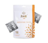 AMOR Premium Préservatifs Neon Préservatifs Lumineux Ø 53 mm Lot de 100