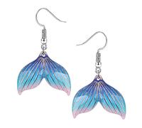 AMOR SPES Boucles d'oreilles pendantes colorées en forme de queue de sirène - Cadeau pour femme - Bijoux de plage - Noël et été, M, Acrylique
