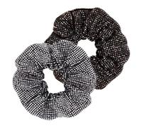 AMOR SPES Lot de 2 chouchous à cheveux brillants avec strass pour femme Noir/blanc