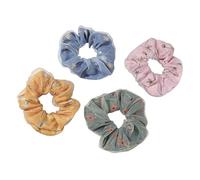 AMOR SPES Lot de 4 chouchous à cheveux avec imprimé mignon - Accessoires pour cheveux d'été - Pour femme (fleur 1)