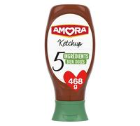 AMORA - Ketchup 5 ingrédients sélectionnés | Saveur onctueuse et gourmande | Parfait pour accompagner vos plats | Le flacon de 468g | LOT DE 4