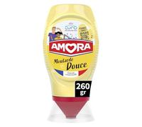 AMORA - Moutarde Douce et Onctueuse, Parfaite pour Rehausser Vos Plats Quotidiens (Flacon 260g) - Le Lot De 4