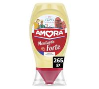 AMORA - Moutarde Fine et Intense pour Rehausser Vos Recettes, Texture Crémeuse (Flacon 265g) - Le Lot De 4
