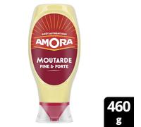 AMORA - Moutarde Fine et Relevée, Saveur Intense et Texture Onctueuse (Flacon 460g) - Le Lot De 4