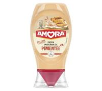 AMORA - Sauce Mayonnaise Pimentée onctueuse et relevée, goût épicé pour vos plats, flacon 250 mL - Le Lot De 4