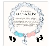 AmoraKiva Cadeau pour nouvelle maman pour femme - Bracelets naturels cadeaux de grossesse pour la première fois maman avec future maman - Carte cadeau pour nouvelle mère, 7 inches, Pierre, Pierre