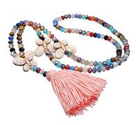 Amorar Collier Élégant Chandail Chaîne Collier De Bohême Coloré Cristal Perle Cordon Chaîne Femmes Bijoux Collier avec Pendentif Gland Long Chandail Chaîne Collier