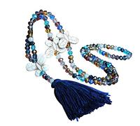 Amorar Collier Élégant Chandail Chaîne Collier De Bohême Coloré Cristal Perle Cordon Chaîne Femmes Bijoux Collier avec Pendentif Gland Long Chandail Chaîne Collier