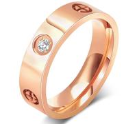 AmorArtSky Bague d'amour en or 18 carats : bague d'amitié avec incrustation à vis en acier inoxydable oxyde de zirconium pour mariage, promesse, bijoux, fête des mères, cadeau d'anniversaire pour