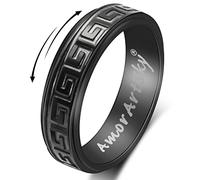 AmorArtSky Bagues anti-stress pour femmes et hommes anxiété : anneau rotatif en acier inoxydable titane pour homme et femme, alliance argentée, bleu, noir, taille 6, 7, 8, 9, 10, size 8, Métal, Aucune