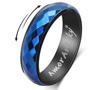 AmorArtSky Bagues anti-stress pour femmes et hommes anxiété : anneau rotatif en acier inoxydable titane pour homme et femme, alliance argentée, bleu, noir, taille 6, 7, 8, 9, 10, size 9, Métal, Aucune