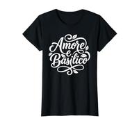 Amore e Basilico Cuisine Italienne Amour et Basilic T-Shirt Graphique avec Valeur, Femme, Noir, XL
