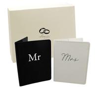 Amore Set of 2 Mr & Mrs Black and White Passport Holders Honeymoon by Amore