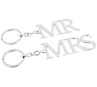 AMORE Lot de deux porte-clés plaqués argent « Mr & Mrs »