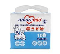 AMORE MIO Lot de 10 Tapis hygiéniques pour Chiens, Chats et Animaux domestiques, Super absorbants, 1 Lot de 10 traverses Chiens 60 x 60 cm