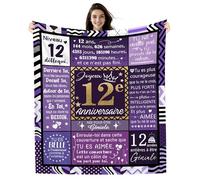 Amorea Couvertures d'anniversaire pour Filles de 12 Ans 130 x 150 cm Idées pour Fille Sœur Petite-Fille Meilleure Amie Cousine Joyeux Anniversaire Cadeau pour Un 12e Anniversaire (12-Elle)