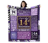 Amorea Couvertures d'anniversaire pour Filles de 14 Ans 130 x 150 cm Idées pour Fille Sœur Petite-Fille Meilleure Amie Cousine Joyeux Anniversaire Cadeau pour Un 14e Anniversaire (14-Elle)