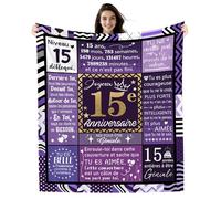 Amorea Couvertures d'anniversaire pour Filles de 15 Ans 130 x 150 cm Idées pour Fille Sœur Petite-Fille Meilleure Amie Cousine Joyeux Anniversaire Cadeau pour Un 15e Anniversaire (15-Elle)