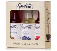 Amoretti Premium Berry Syrups 50ml 3 Pack (Wild Strawberry, Blueberry, Raspberry)