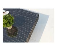 CONCEPT USINE | Salon de Jardin d'angle 5 Places | en Résine Tressée Noire Poly Rottin 4 Fils| Design AMORGOS avec Coussins Gris | Résiste aux Intempéries et aux UV | Coussins Tissu Déperlant