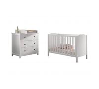 Amori blanc lit bébé 60x120cm commode plan à langer