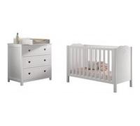 Amori Blanc Lit Bébé 60x120cm Commode plan à langer Marron G