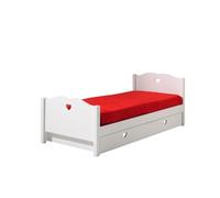 AMORI Lit simple 90x200cm laqué blanc + Lit gigogne