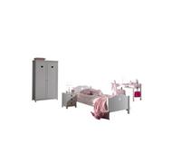 Vipack Ensemble de meubles pour enfant Amori Lit 90x200 + Chevet + Bureau + Armoire 2 portes Blanc
