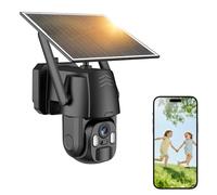 AMOROM Caméra de surveillance 3G/4G LTE extérieure, solaire avec carte SIM, batterie de surveillance 2K, sans Wi-Fi, vision nocturne couleur, détection de mouvement, étanche IP66