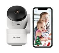 AMOROM Caméra Surveillance WiFi Camera Interieur 360°, avec Détection de Mouvement par IA, Pan/Tilt, Vision Nocturne, Audio Bidirectionnel, 2,4 Ghz WiFi, Compatible avec Alexa, 1 Pack