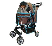 AmorosO Poussette pliable pour animal domestique (marron/turquoise)
