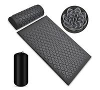 AMORPO Tapis Fleur de Lotus, Tapis Acupression Champ de Fleurs, soulage Les tensions de Stress, Tapis d'acupression et Ensemble d'oreillers, Tapis Lotus Accupoint avec Sac de Voyage(Color:Grey)