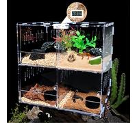 AMORPO Terrarium Acrylique, Cage Araignée Sauteuse, 2/4 Grilles Reptile Cage Enceinte Boîte pour Insectes Araignées Grillons Gecko Scorpion Sling Mante Grenouille Isopodes Escargots(Size:4 Grids)