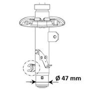 Amortisseur Essieu avant droit Goujon en haut 3338012 KYB pour PEUGEOT 208 I