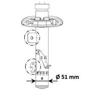 Amortisseur Essieu avant droit Goujon en haut 3338055 KYB pour PEUGEOT 2008 I