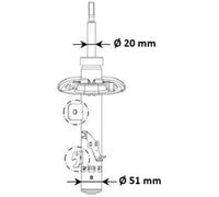 Amortisseur Essieu avant droit Goujon en haut 3338057 KYB pour CITROËN C4 CACTUS
