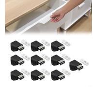 Amortisseur magnétique pour porte d'armoire à fermeture douce pour loquet d'ouverture pour cuisine pour salle de bain ou placards et tiroirs à fermeture automatique Plastique ABS noir rond à tampon