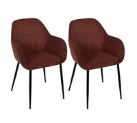 AMORY - Lot de 2 fauteuils de table en velours côtelé coloris terracotta