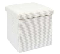 Amory - Pouf Coffre Pliable Côtelé Beige 38x38 cm