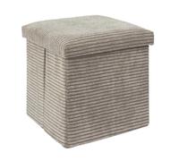 Amory - Pouf Coffre Pliable Côtelé Taupe 38x38 cm