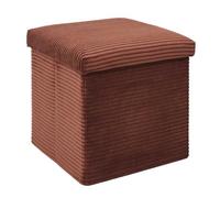 Amory - Pouf Coffre Pliable Côtelé Terracotta 38x38 cm
