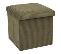 Amory - Pouf Coffre Pliable côtelé Vert 38x38 cm