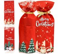 Amosfun 1 Ensemble Ensemble De Bouteilles De Noël Fournitures De Fête De Noël Lumières De Bouteille De Vin avec Bouteilles d'eau en Liège Décoration De Vin Pliable Housses De 4 pièces