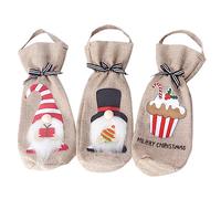 Amosfun 1 Jeu Couvercle De Bouteille De Vin Bieres Christmas Bouchon De Bouteille Christmas Ornaments Red Wine Boire À Bouteilles Vin De Noël Accessoire De Noël Lin 3 Pièces