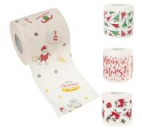 Amosfun 1 Jeu Papier Toilette À Motif De Noël Papier De Soie De Noël Effronté Brosse De Toilette Et Support Papiers Hygiéniques Distributeur Farces Lingettes 4 Rouleaux