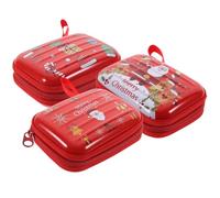 Amosfun 1 Jeu Porte-Monnaie en Fer De Dessin Animé Boîte De Noël Boîtes À Biscuits Caisse De Rangement Caisson De Rangement Portefeuille Mini De Noel Sachet De Bonbons 3 Pièces