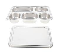 Amosfun 1 lot de 5 assiettes divisées réutilisables pour enfants - Plateau repas divisé en céramique - Assiettes à déjeuner en acier inoxydable - Séparations réutilisables