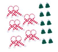 Amosfun 10 Ensembles DIY Mini Christmas Knit Hats and Scarves Soft Wool Yarn Wine Bottle Covers Festive Decor for Dolls Snowman Holiday Craft Accessories